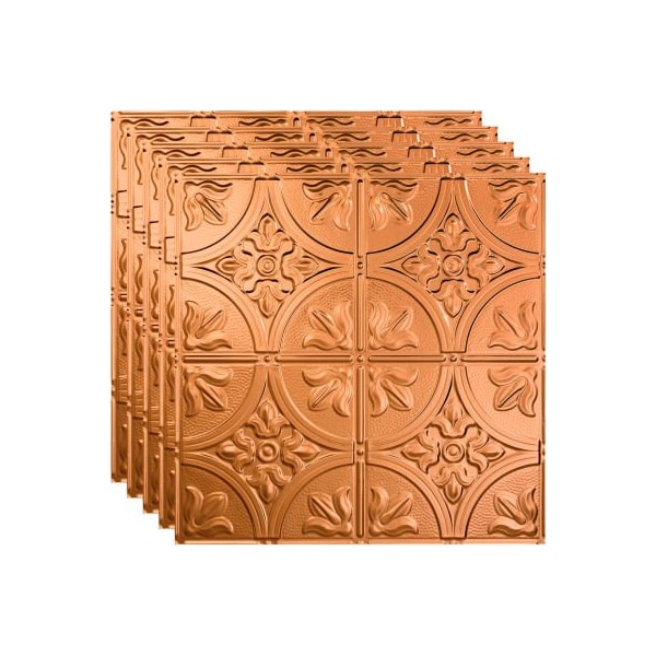 Acoustic Ceiling Products Fasade Traditional Syle # 2 - 23-3/4" x 23-3/4" PVC Lay In Tile in Polished Copper - PL5225 - main